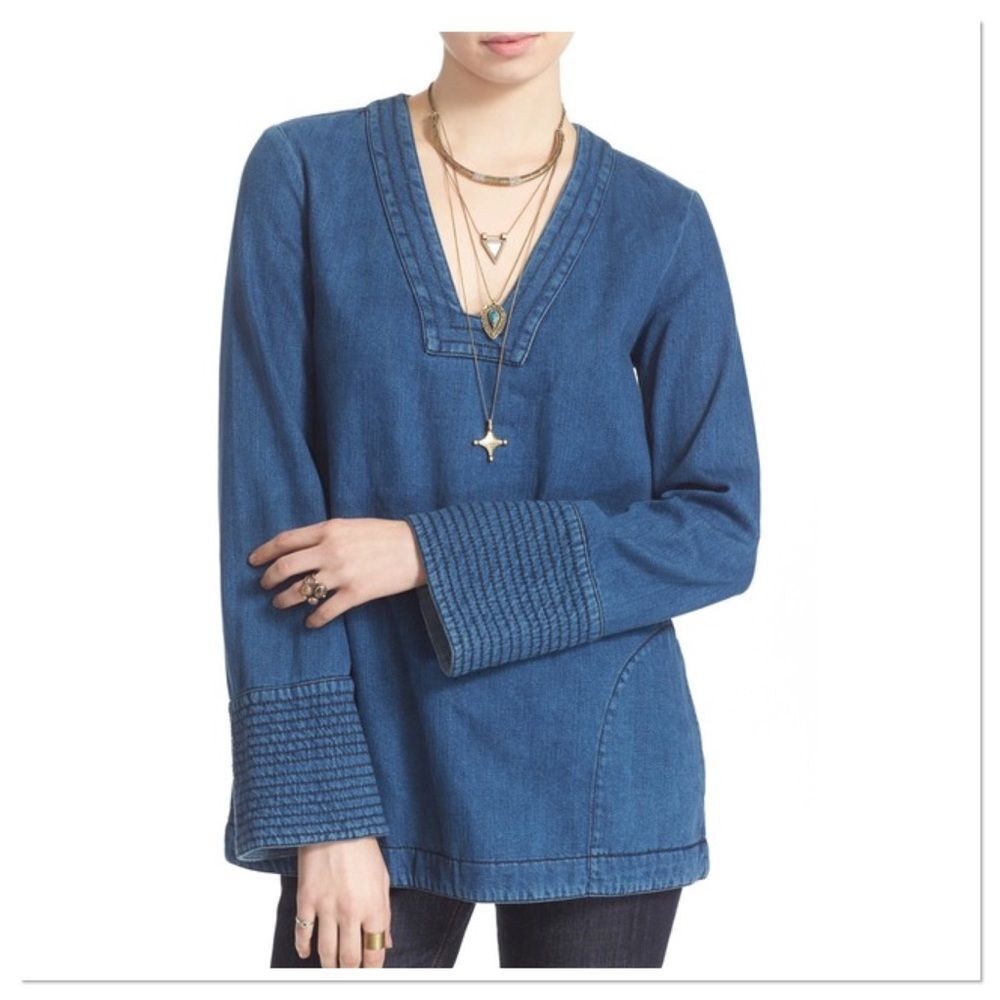 NEW Free People Dreaming of Denim Tunic XS